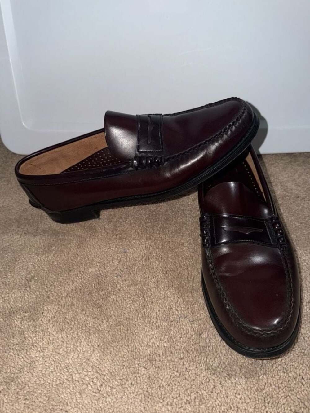 L.L.Bean Men's Leather Penny Loafers Burgundy Size 13 C Made in USA